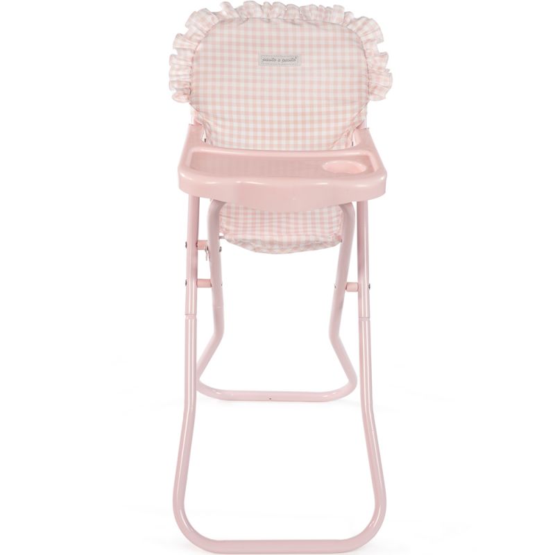 Chaise haute pour poupée Tom Vichy rosa Pasito a pasito