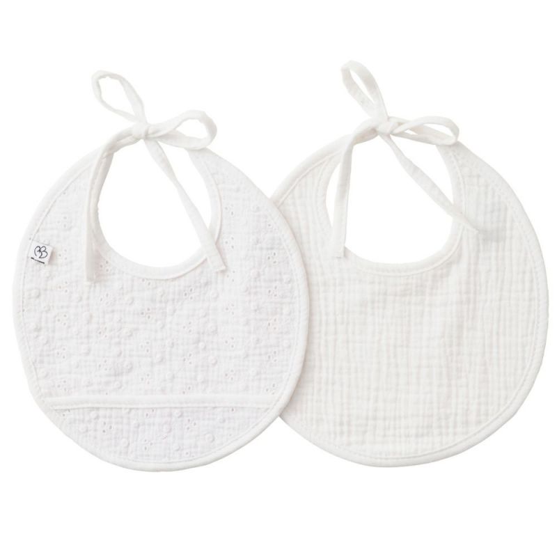 Lot de 2 bavoirs naissance en gaze de coton Vintage chic BB & Co