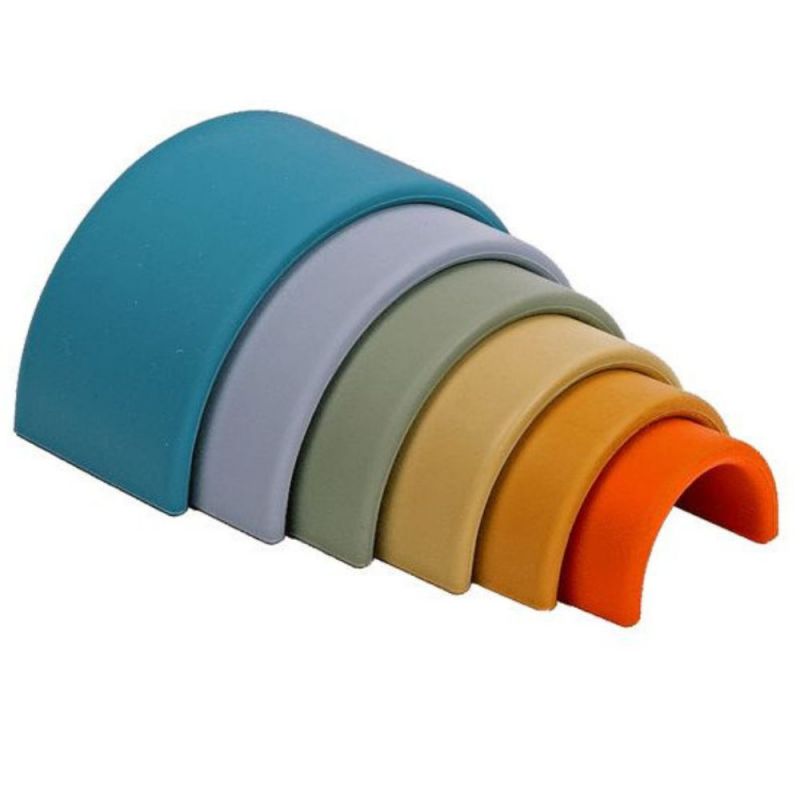 Arc-en-ciel en silicone à empiler Nature (6 pièces) Dëna