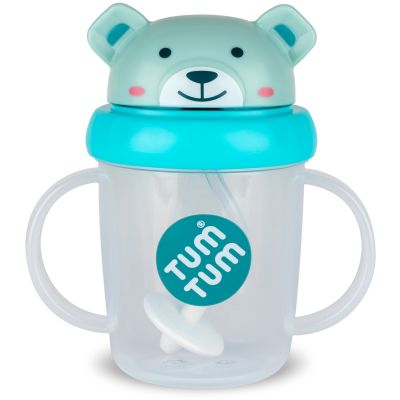 Tasse antifuite avec paille lestée Ourson bleu (200 ml) TUM TUM