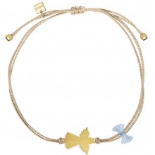 Bracelet cordon beige Spirit ange (vermeil doré)  par Coquine