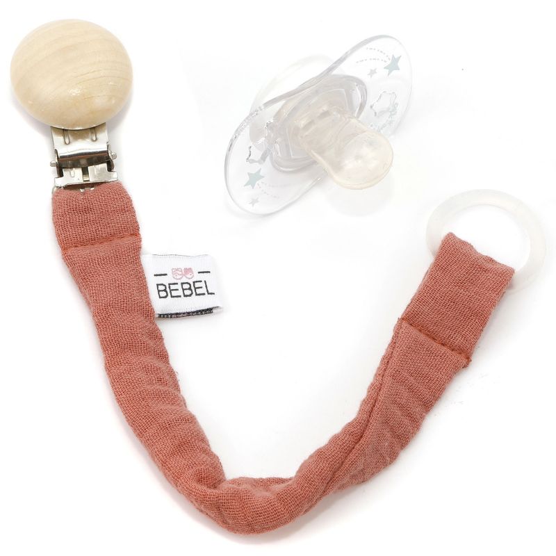 Attache sucette rose brique BEBEL