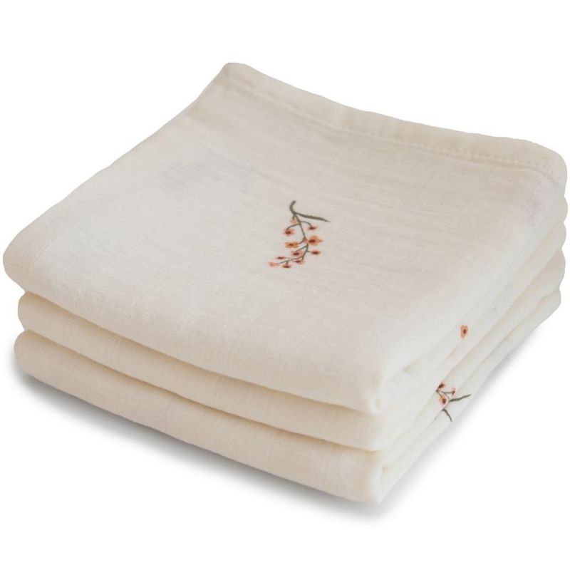 Lot de 3 langes en coton bio Flowers (60 x 60 cm) Mushie