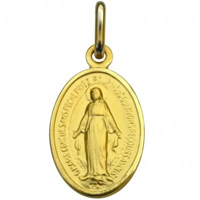 Médaille ovale Vierge Miraculeuse 16 mm (or jaune 750°) Premiers Bijoux