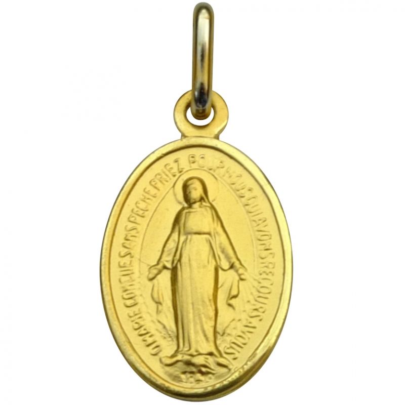 Médaille ovale Vierge Miraculeuse 16 mm (or jaune 750°) Premiers Bijoux