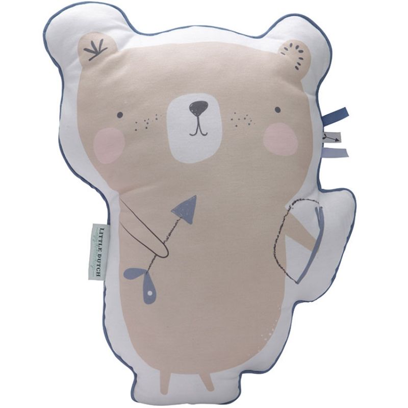 Coussin ours Adventure blue (45 cm) Little Dutch