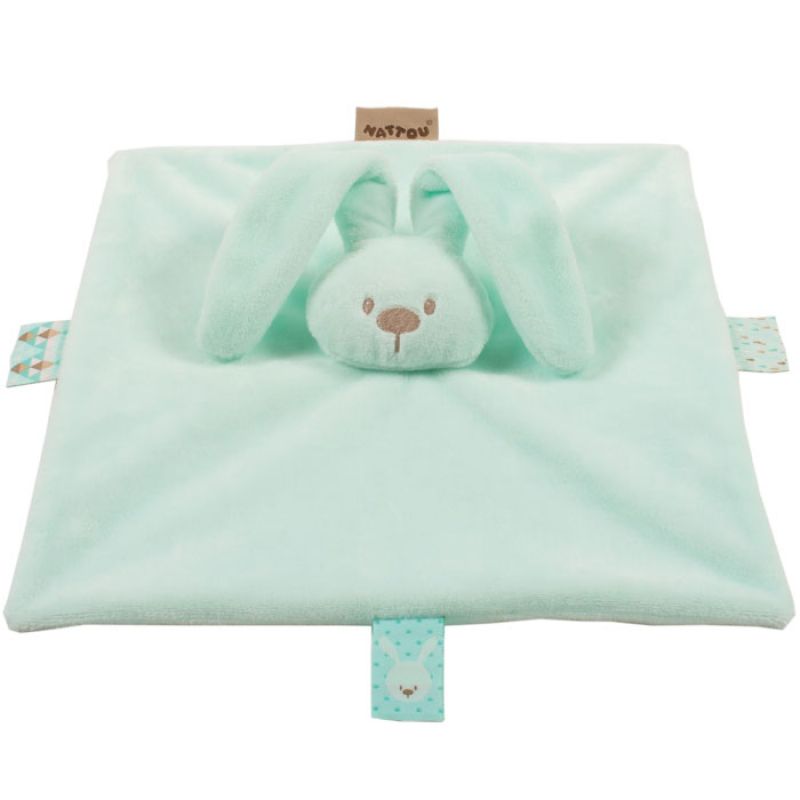 Doudou plat lapin Lapidou vert menthe (26 x 26 cm) Nattou