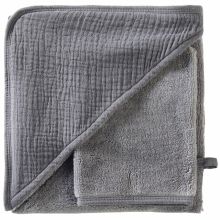 Cape de bain + gant en bambou gris foncé blush Mix & Match (70 x 70 cm)  par BB & Co
