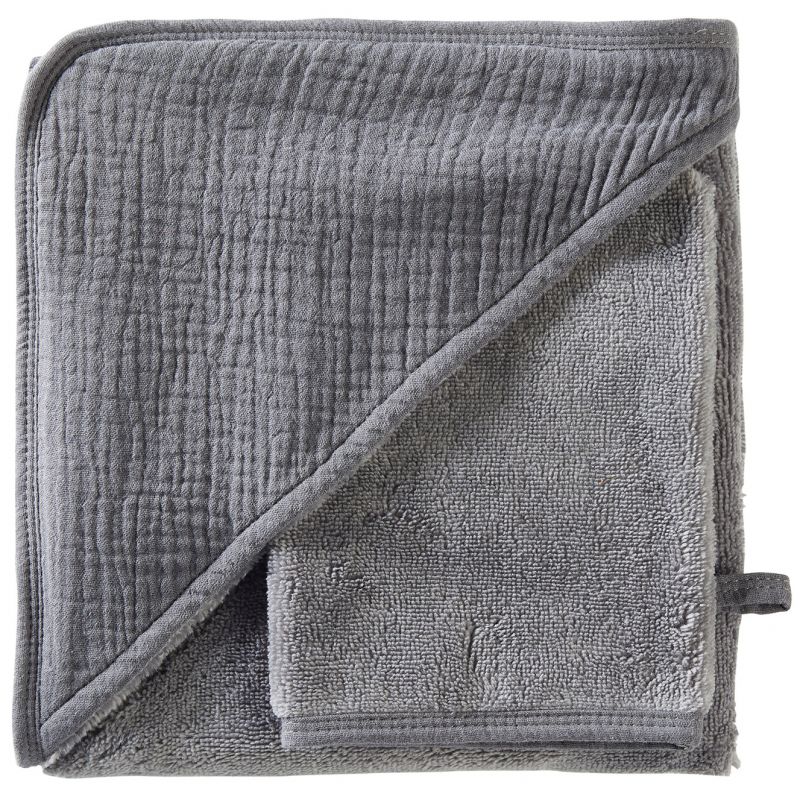 Cape de bain + gant en bambou gris foncé blush Mix & Match (70 x 70 cm) BB & Co