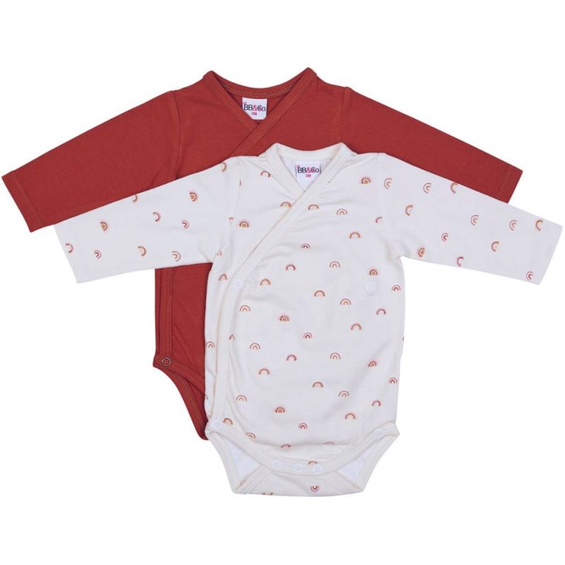 Lot de 2 bodies manches longues en coton Arc-en-ciel (1 mois) BB & Co