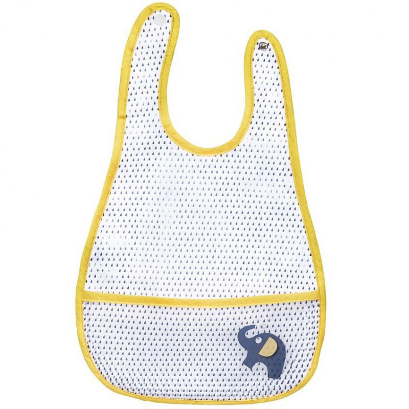 Bavoir à poche jaune éléphant Babyfan Sauthon