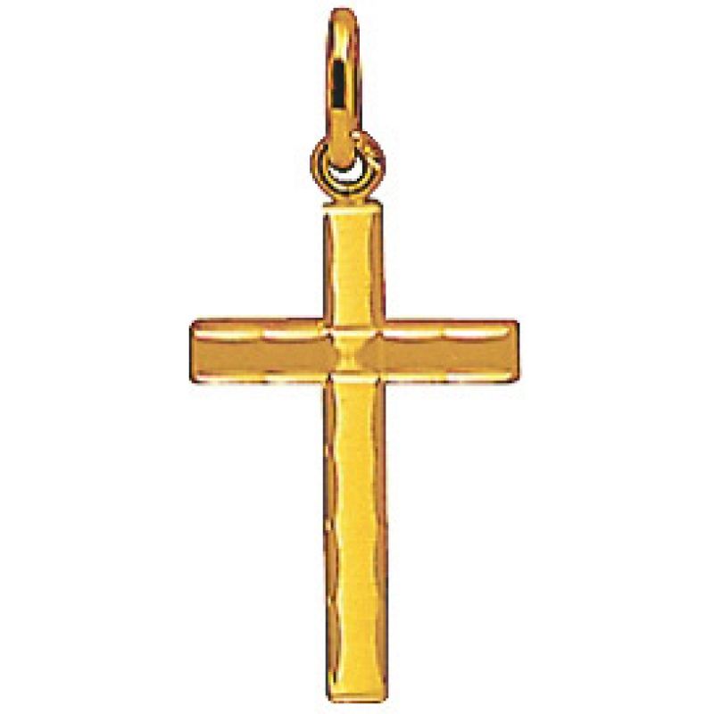 Croix 16 x 11 mm satinée diamantée (or jaune 750°) Maison Augis