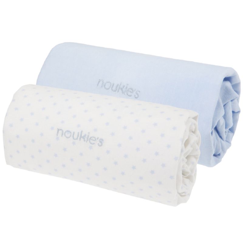 Lot de 2 draps housses bleu Mix et Match (70 x 140 cm) Noukie's