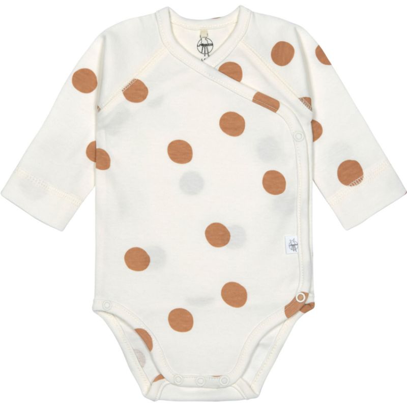 Body manches longues en coton bio Big Dots blanc cassé (0-2 mois) Lässig