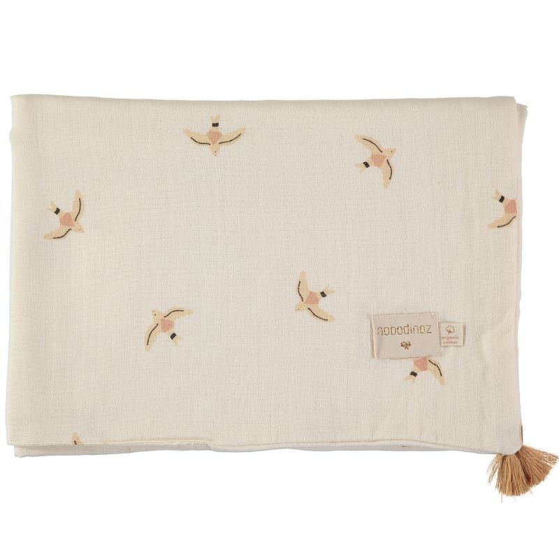 Couverture d'été bébé Haiku birds (70 x 100 cm) Nobodinoz