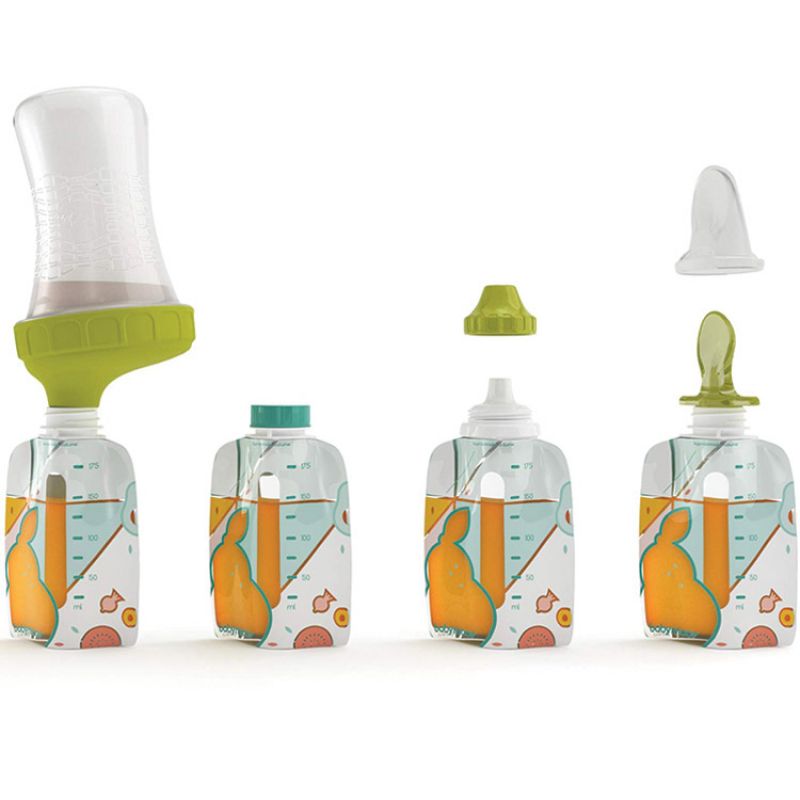 Pack de 10 gourdes réutilisables et verseur Foodii (175 ml) Babymoov