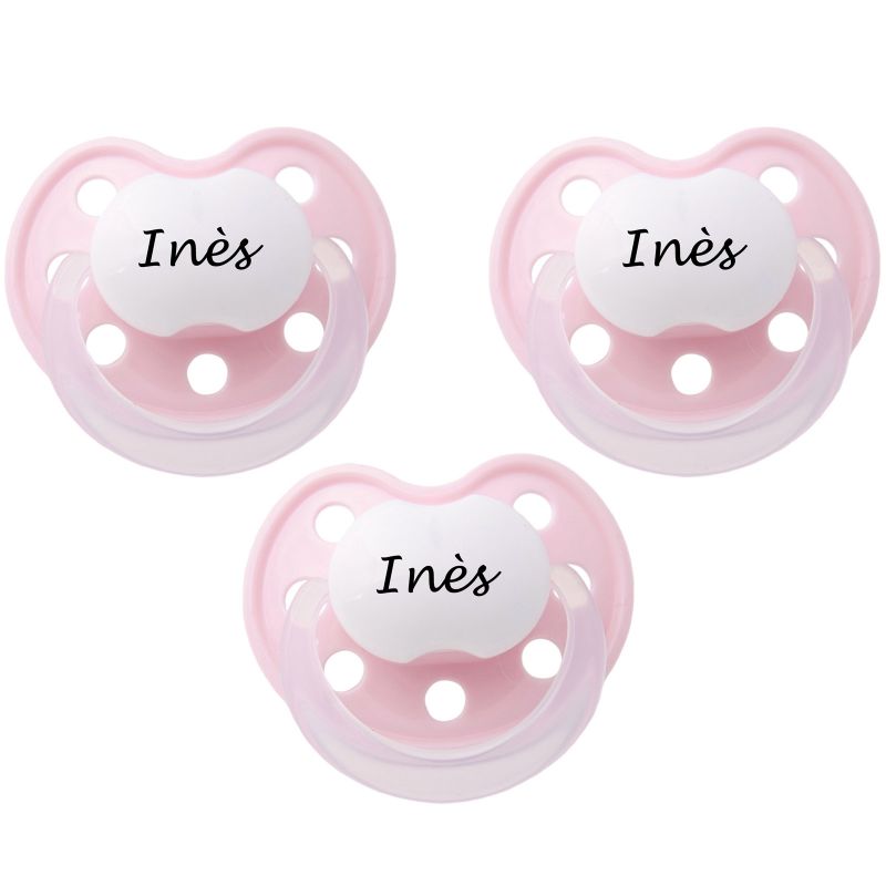 Lot de 3 sucettes personnalisables anatomiques Deluxe rose en silicone (0-3 mois) Baby Tute