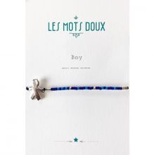 Bracelet message en morse petit garçon Boy (perles en pâte de verre)  par Les Mots Doux