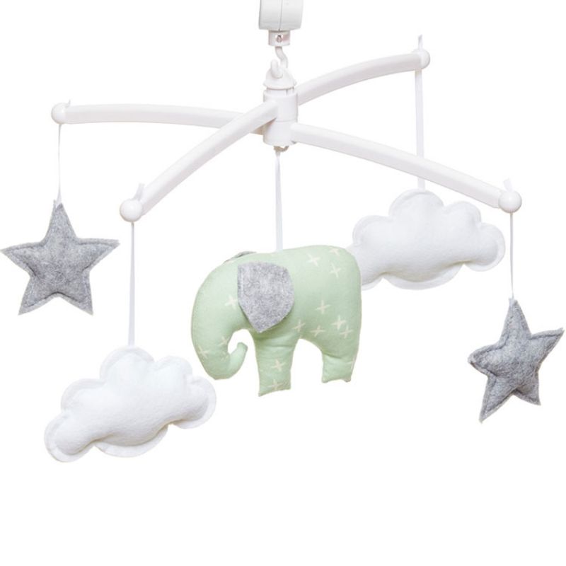 Mobile musical éléphant vert mint (mélodie au choix) Pouce et Lina
