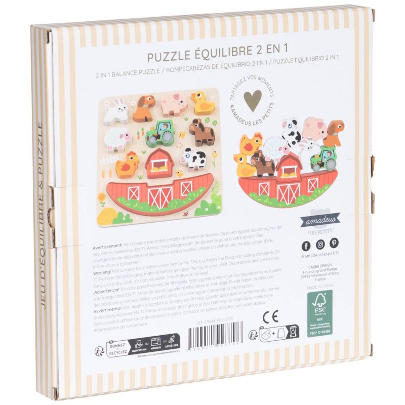 Puzzle d'équilibre ferme en bois Amadeus Les Petits Packaging 6