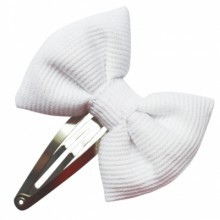 Barrette Classique noeud papillon coton piqué blanc  par Luciole et petit pois