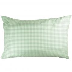 Taie d'oreiller percale de coton Vichy Vert Aqua (40 x 60 cm) - Kadolis