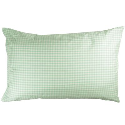 Taie d'oreiller percale de coton Vichy Vert Aqua (40 x 60 cm) Kadolis