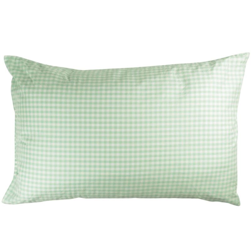 Taie d'oreiller percale de coton Vichy Vert Aqua (40 x 60 cm) Kadolis Produit 1