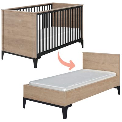 Lit bébé évolutif 70x140 cm avec 2 pans de transformation en chêne Marcel Galipette
