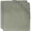 Lot de 2 draps housses de berceau vert clair (40 x 80 cm) - Jollein
