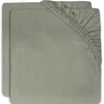 Lot de 2 draps housses de berceau vert clair (40 x 80 cm)