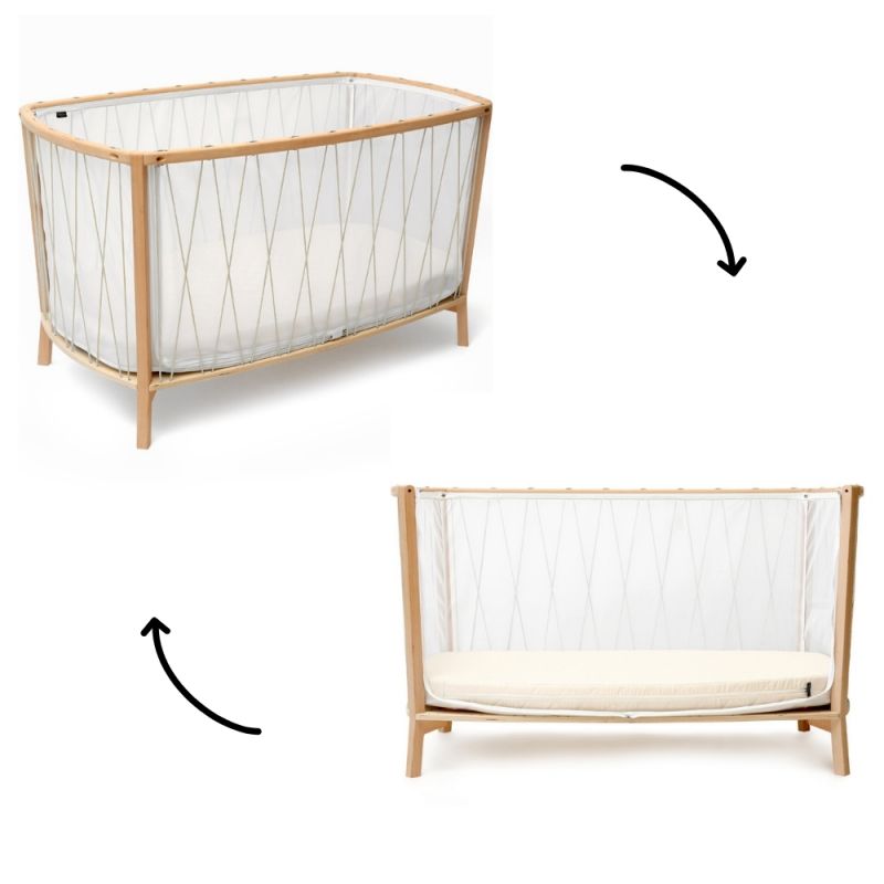 Lit bébé évolutif Kimi V1 Desert et matelas (60 x 120 cm) Charlie Crane