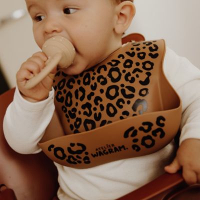 Bavoir en silicone Léopard Marron