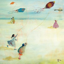 Tableau Les cerfs-volants by Manuela Magni (30 x 30 cm)  par Lilipinso