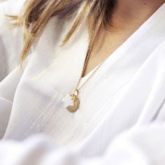 Collier enfant médaille et étoile en nacre personnalisable (plaqué or)