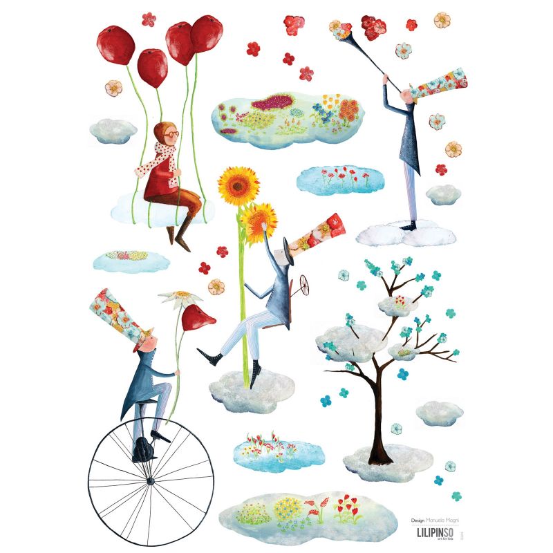 Planche de stickers Les jardiniers du ciel by Manuela Magni (29,7 x 42 cm) Lilipinso