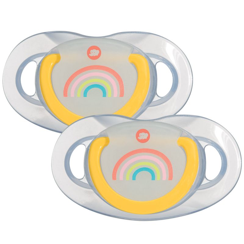 Lot de 2 sucettes physiologiques phosphorescentes Rainbow (6-18 mois) Bébé Confort