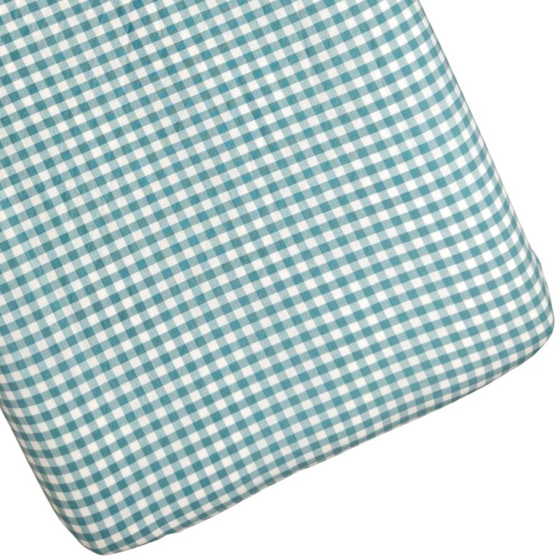 Drap housse percale de coton Vichy Azur (50 x 83 cm) Kadolis Produit 1