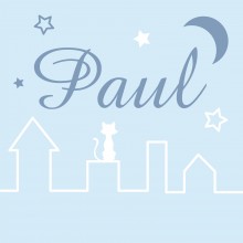 Tableau nuit bleu ciel Paul personnalisable (20 x 20 cm)  par Home Corner