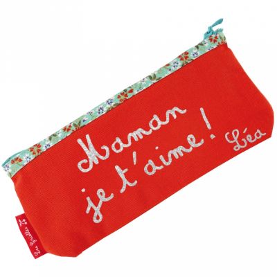 Pochette Fête des mères rouge et liberty bleu (personnalisable) Les Griottes