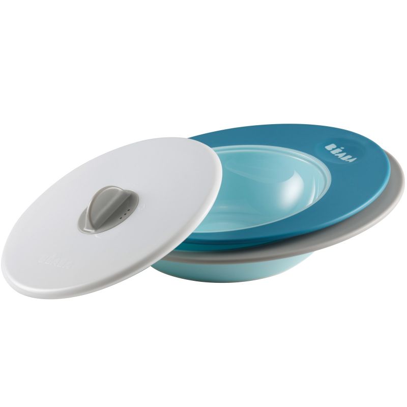 Set assiettes évolutives et couvercle vapeur Ellipse bleu Béaba