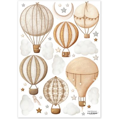 Planche de stickers muraux Montgolfières (A3) Lilipinso