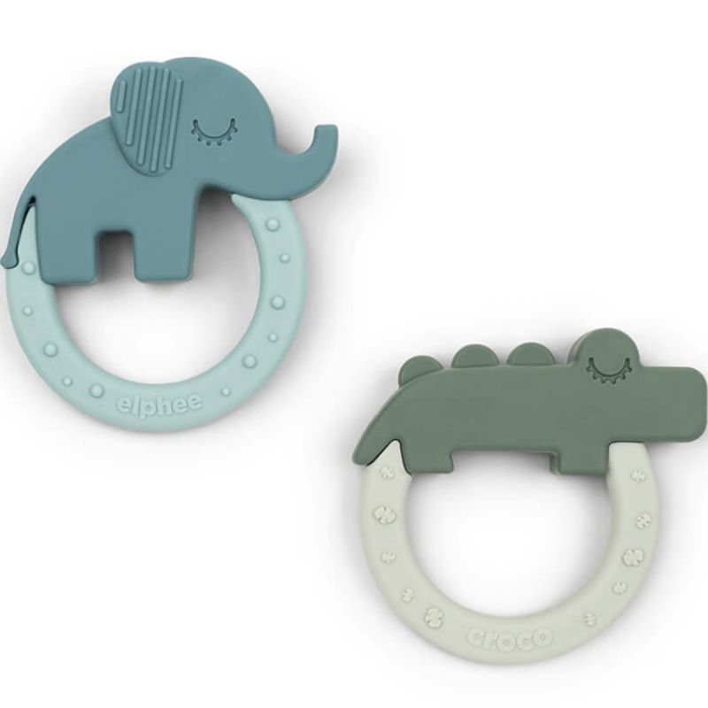 Lot de 2 anneaux de dentition Deer friends vert et bleu Done by Deer Produit 1 grande taille