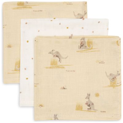 Lot de 3 mini langes Kangaroots (31 x 31 cm)