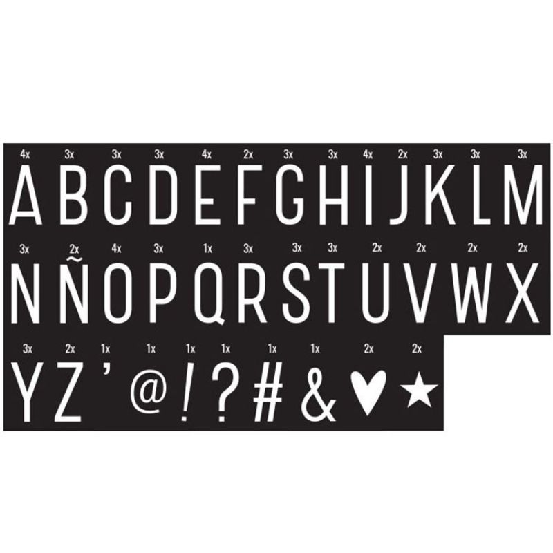 Assortiment de lettres pour lightbox Monochrome A Little Lovely Company