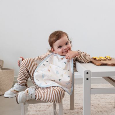 Lot de 5 bavoirs coton bio Happy Fruits bleu