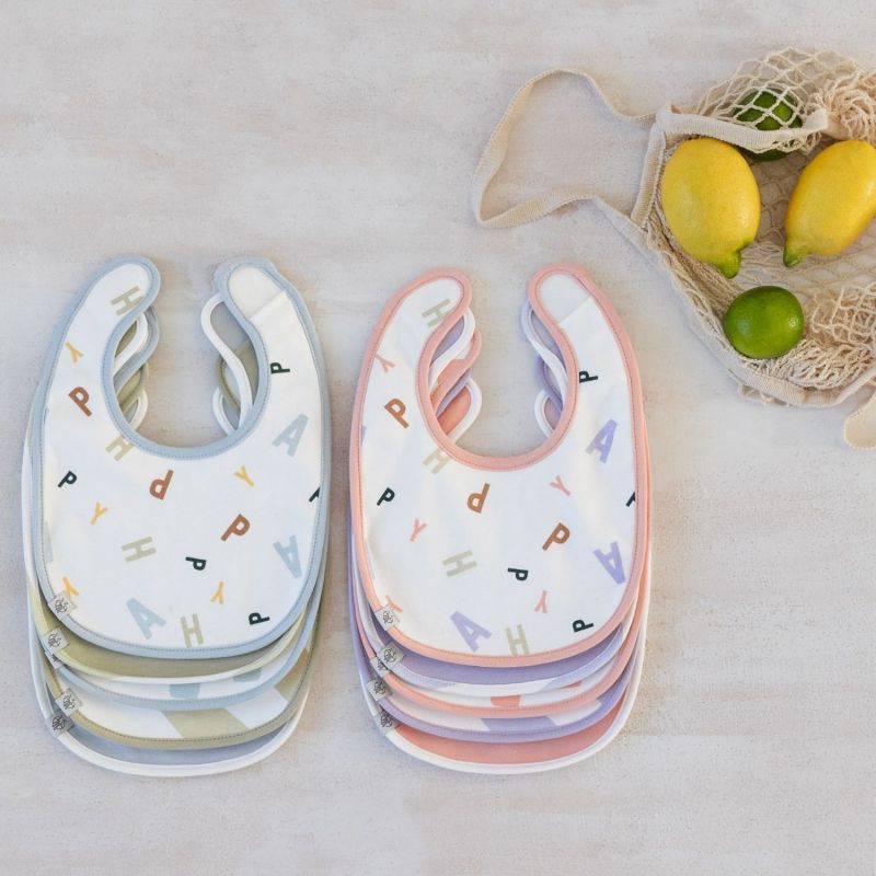 Lot de 5 bavoirs coton bio Happy Fruits bleu Lässig Ambiance 5