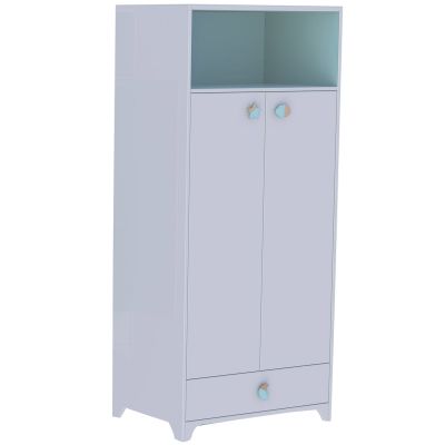 Armoire 2 portes Lou Aqua (poignées personnalisables) Théo