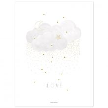 Affiche Stardust Sweet Love nuage gris (30 x 40 cm)  par Lilipinso