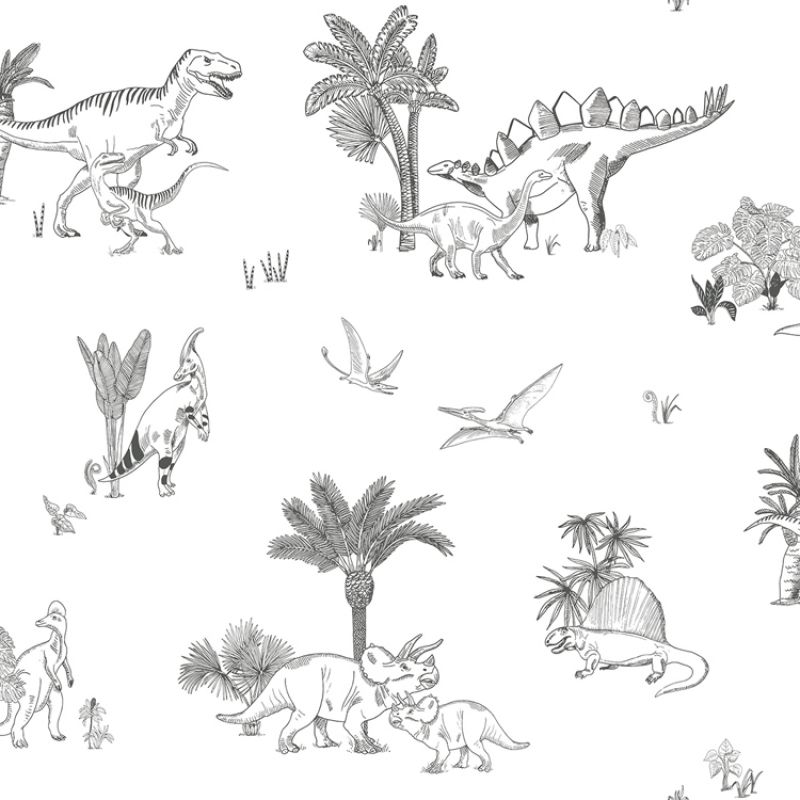 Papier peint intissé monochrome dinosaures (10 m) Lilipinso